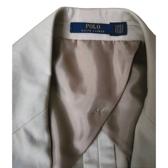 Polo Ralph Lauren Preppy Career Blazer Men's Size 44L Beige Chino Cotton Stretch - Picture 7 of 12